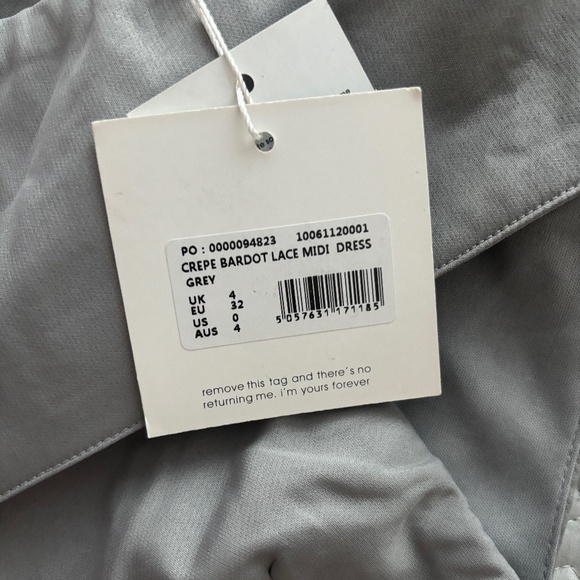 Missguided Lace Barbot Midi Dress - Gray Size 0 - Picture 11 of 13